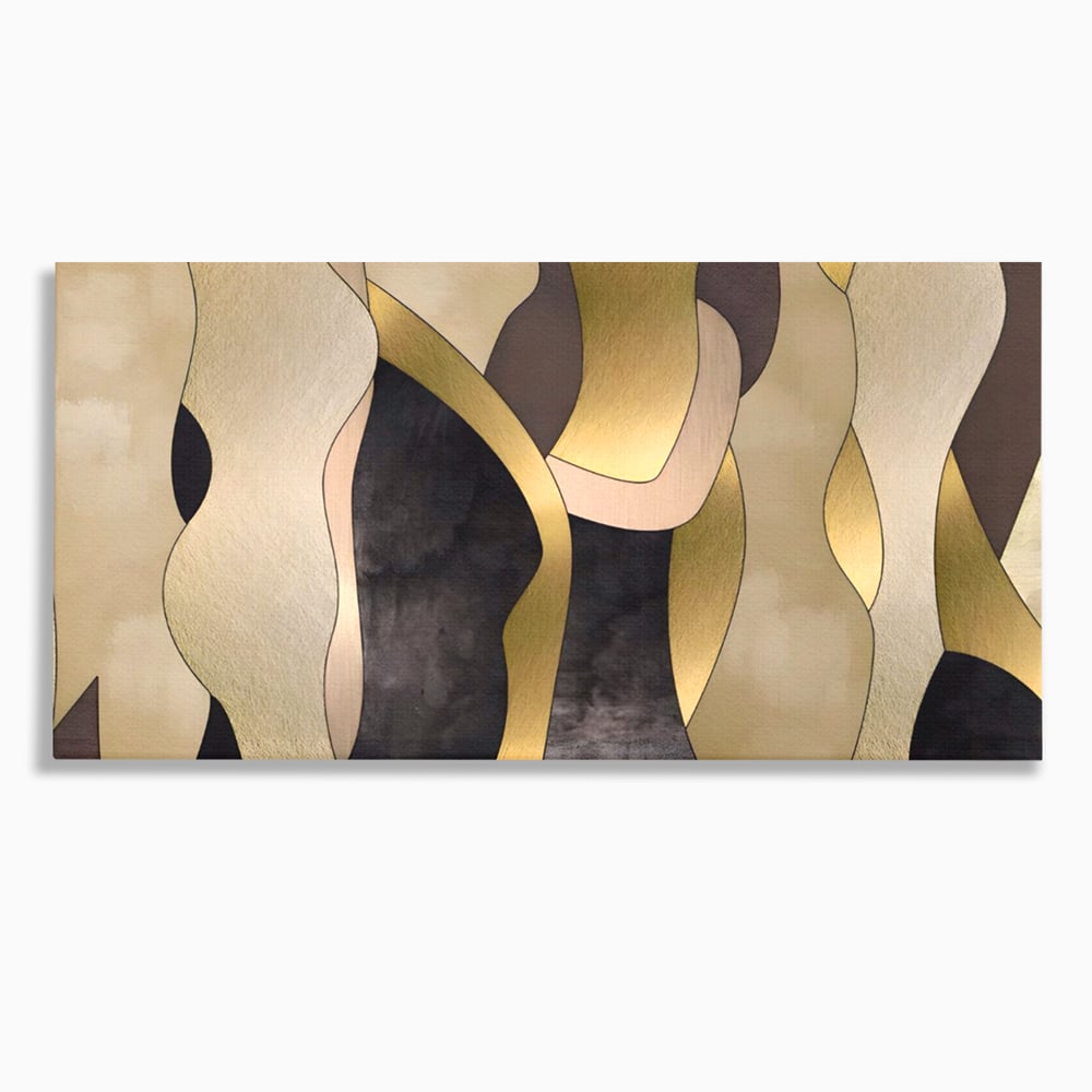 Tablou Canvas Premium LuxCanva® A1378, Siluete , Dormitor, Abstract, Auriu, Decorativ, Living, Culori Vibrante