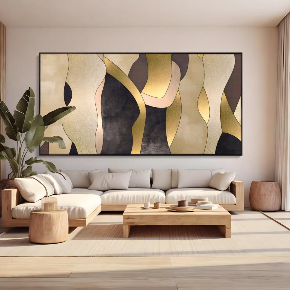 Tablou Canvas Premium LuxCanva® A1378, Siluete , Dormitor, Abstract, Auriu, Decorativ, Living, Culori Vibrante
