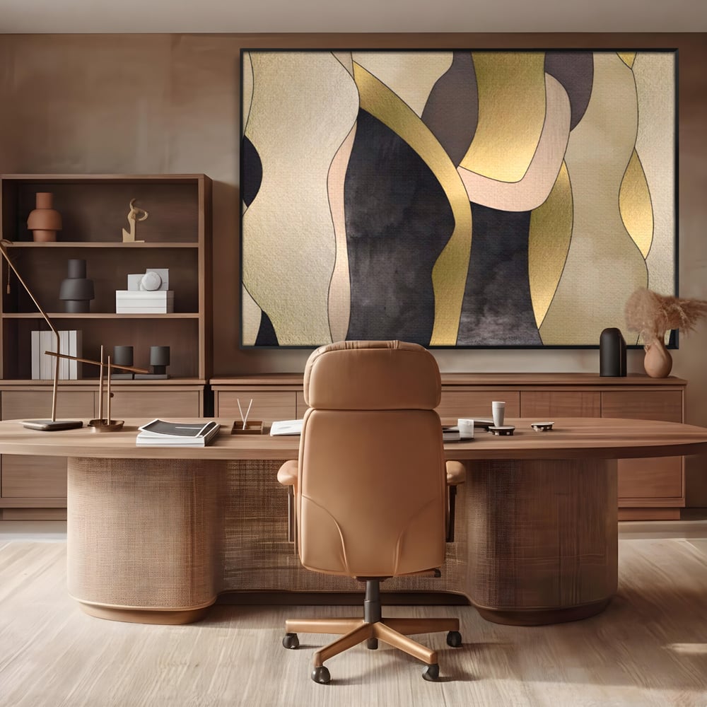 Tablou Canvas Premium LuxCanva® A1378, Siluete , Dormitor, Abstract, Auriu, Decorativ, Living, Culori Vibrante