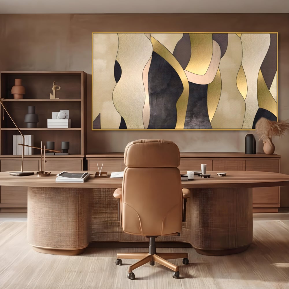 Tablou Canvas Premium LuxCanva® A1378, Siluete , Dormitor, Abstract, Auriu, Decorativ, Living, Culori Vibrante