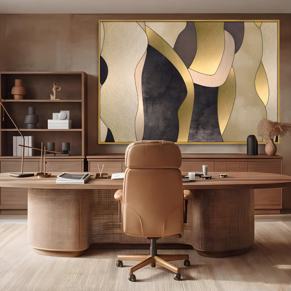 Tablou Canvas Premium LuxCanva® A1378, Siluete , Dormitor, Abstract, Auriu, Decorativ, Living, Culori Vibrante