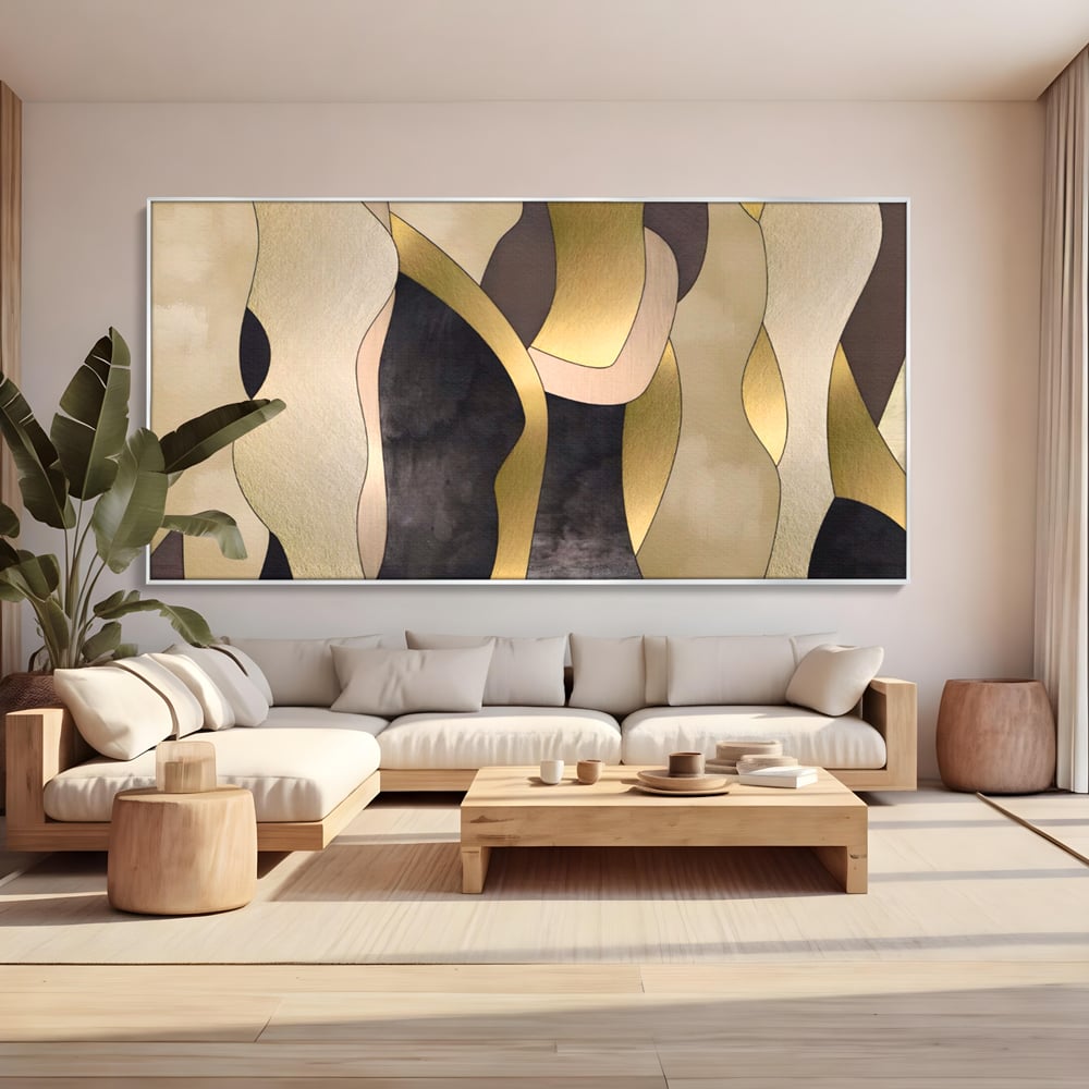 Tablou Canvas Premium LuxCanva® A1378, Siluete , Dormitor, Abstract, Auriu, Decorativ, Living, Culori Vibrante