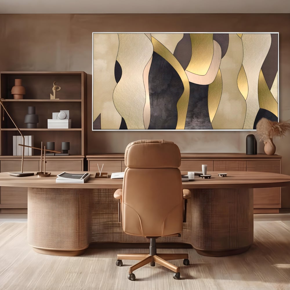 Tablou Canvas Premium LuxCanva® A1378, Siluete , Dormitor, Abstract, Auriu, Decorativ, Living, Culori Vibrante