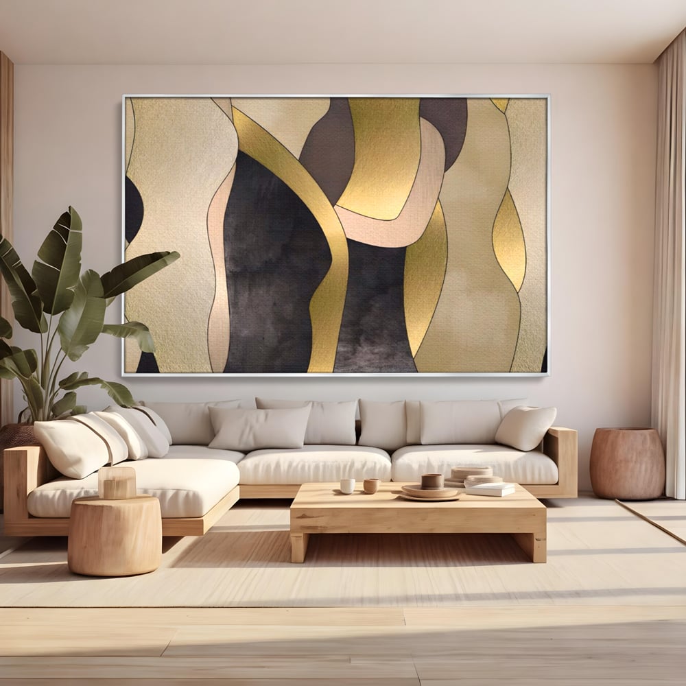 Tablou Canvas Premium LuxCanva® A1378, Siluete , Dormitor, Abstract, Auriu, Decorativ, Living, Culori Vibrante