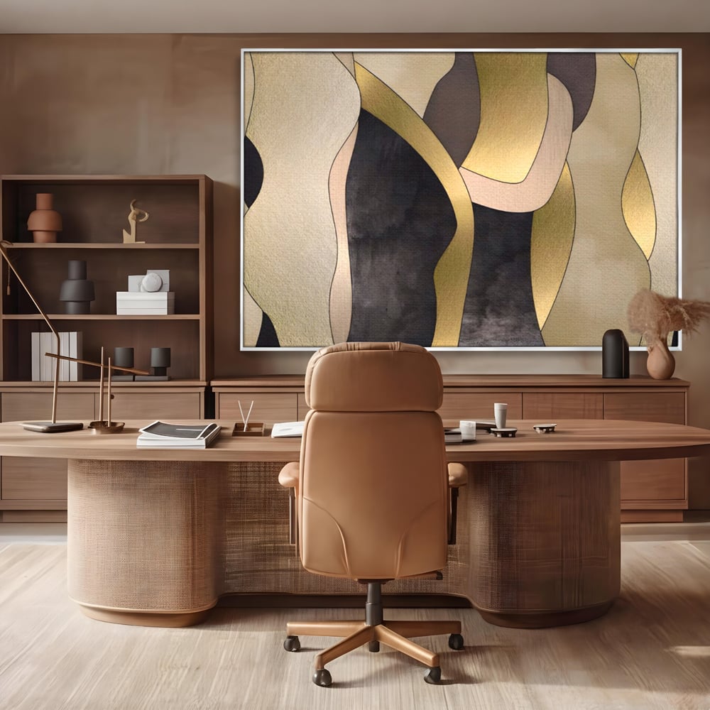 Tablou Canvas Premium LuxCanva® A1378, Siluete , Dormitor, Abstract, Auriu, Decorativ, Living, Culori Vibrante