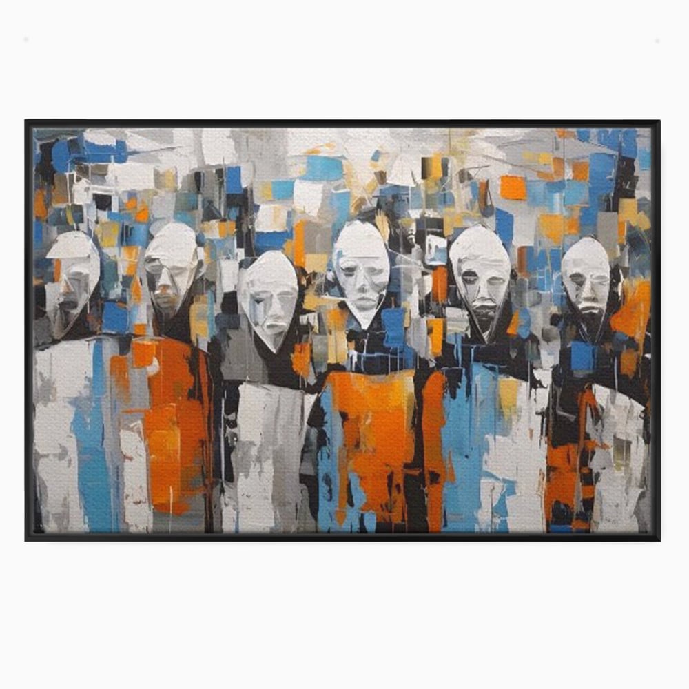 Tablou Canvas Premium LuxCanva® A1380, Chipuri Multiple , Dormitor, Masti, Oameni, Arta Moderna, Abstract, Living, Culori Vibrante