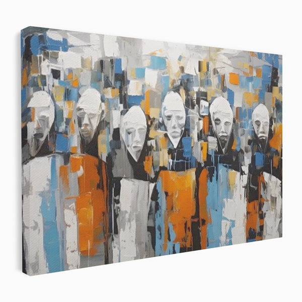 Tablou Canvas Premium LuxCanva® A1380, Chipuri Multiple , Dormitor, Masti, Oameni, Arta Moderna, Abstract, Living, Culori Vibrante