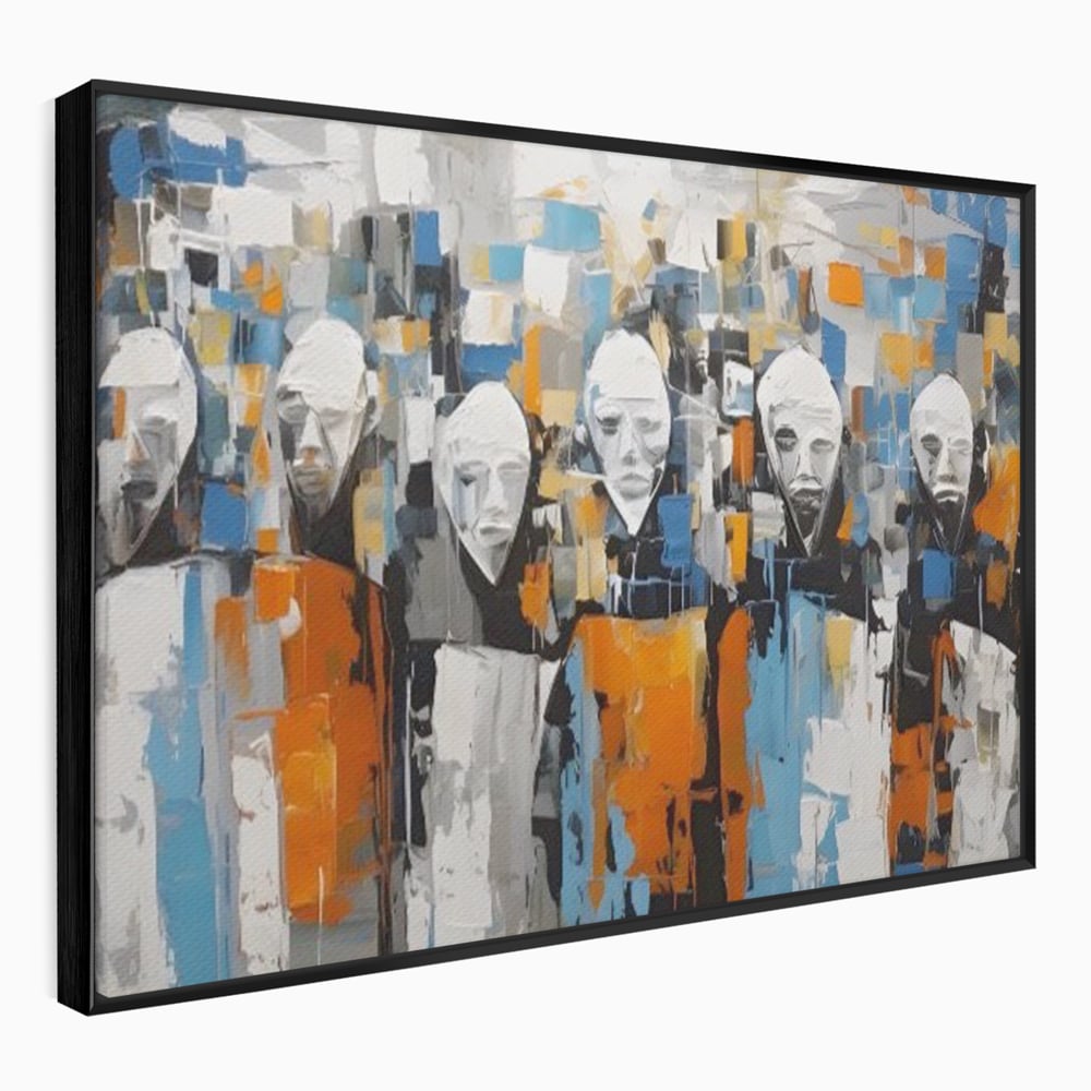 Tablou Canvas Premium LuxCanva® A1380, Chipuri Multiple , Dormitor, Masti, Oameni, Arta Moderna, Abstract, Living, Culori Vibrante