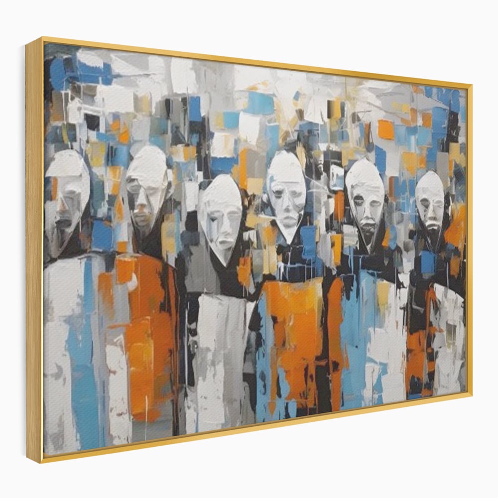 Tablou Canvas Premium LuxCanva® A1380, Chipuri Multiple , Dormitor, Masti, Oameni, Arta Moderna, Abstract, Living, Culori Vibrante