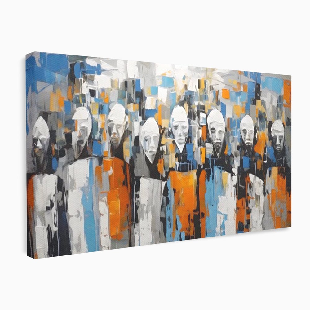 Tablou Canvas Premium LuxCanva® A1380, Chipuri Multiple , Dormitor, Masti, Oameni, Arta Moderna, Abstract, Living, Culori Vibrante