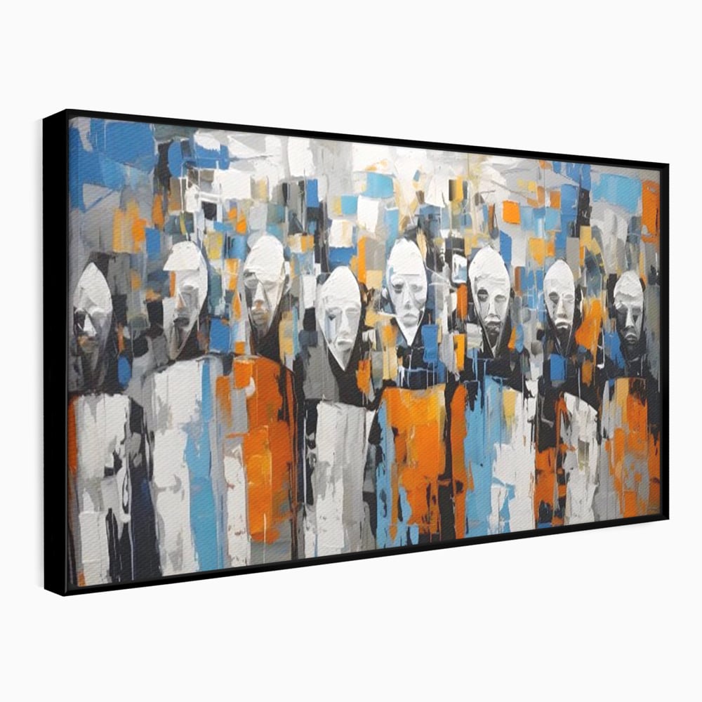Tablou Canvas Premium LuxCanva® A1380, Chipuri Multiple , Dormitor, Masti, Oameni, Arta Moderna, Abstract, Living, Culori Vibrante