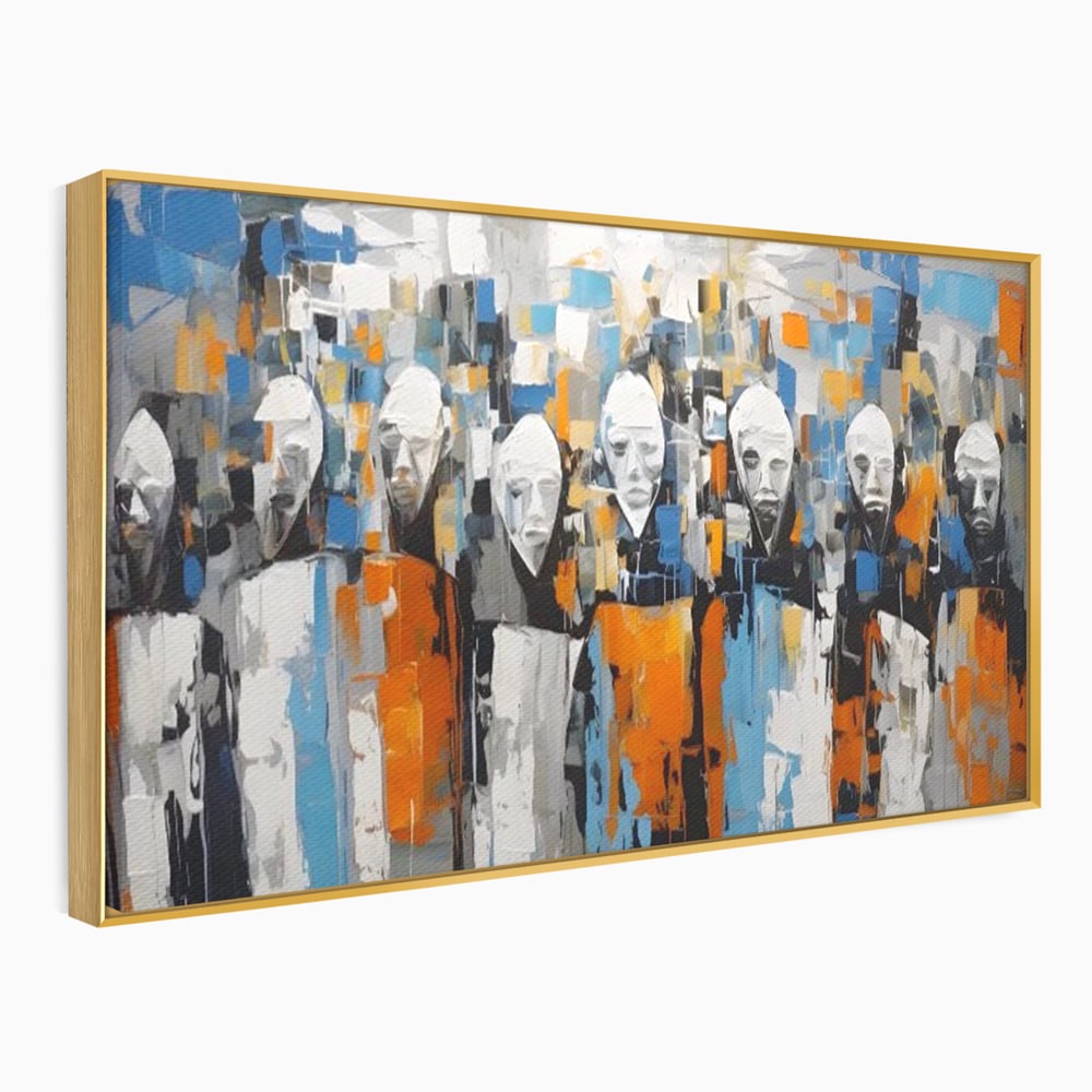 Tablou Canvas Premium LuxCanva® A1380, Chipuri Multiple , Dormitor, Masti, Oameni, Arta Moderna, Abstract, Living, Culori Vibrante