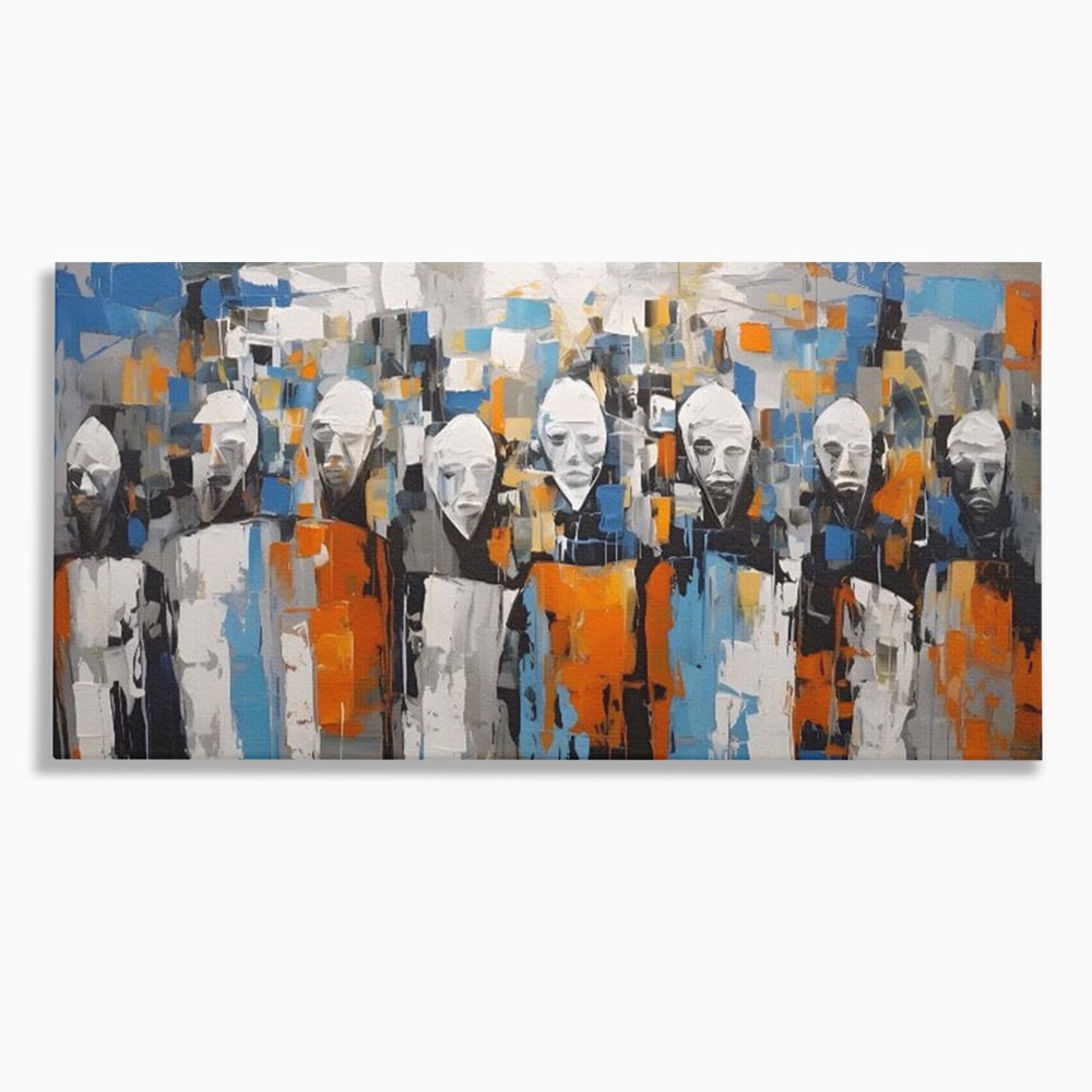 Tablou Canvas Premium LuxCanva® A1380, Chipuri Multiple , Dormitor, Masti, Oameni, Arta Moderna, Abstract, Living, Culori Vibrante