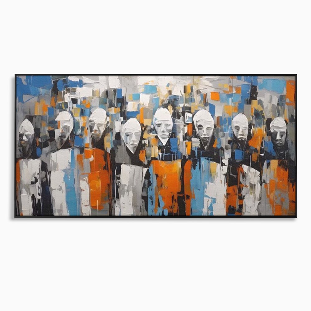 Tablou Canvas Premium LuxCanva® A1380, Chipuri Multiple , Dormitor, Masti, Oameni, Arta Moderna, Abstract, Living, Culori Vibrante