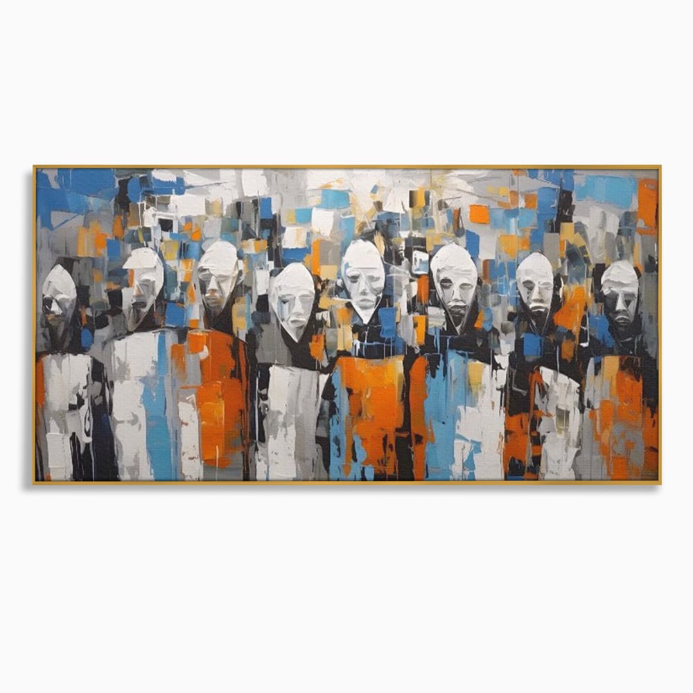 Tablou Canvas Premium LuxCanva® A1380, Chipuri Multiple , Dormitor, Masti, Oameni, Arta Moderna, Abstract, Living, Culori Vibrante