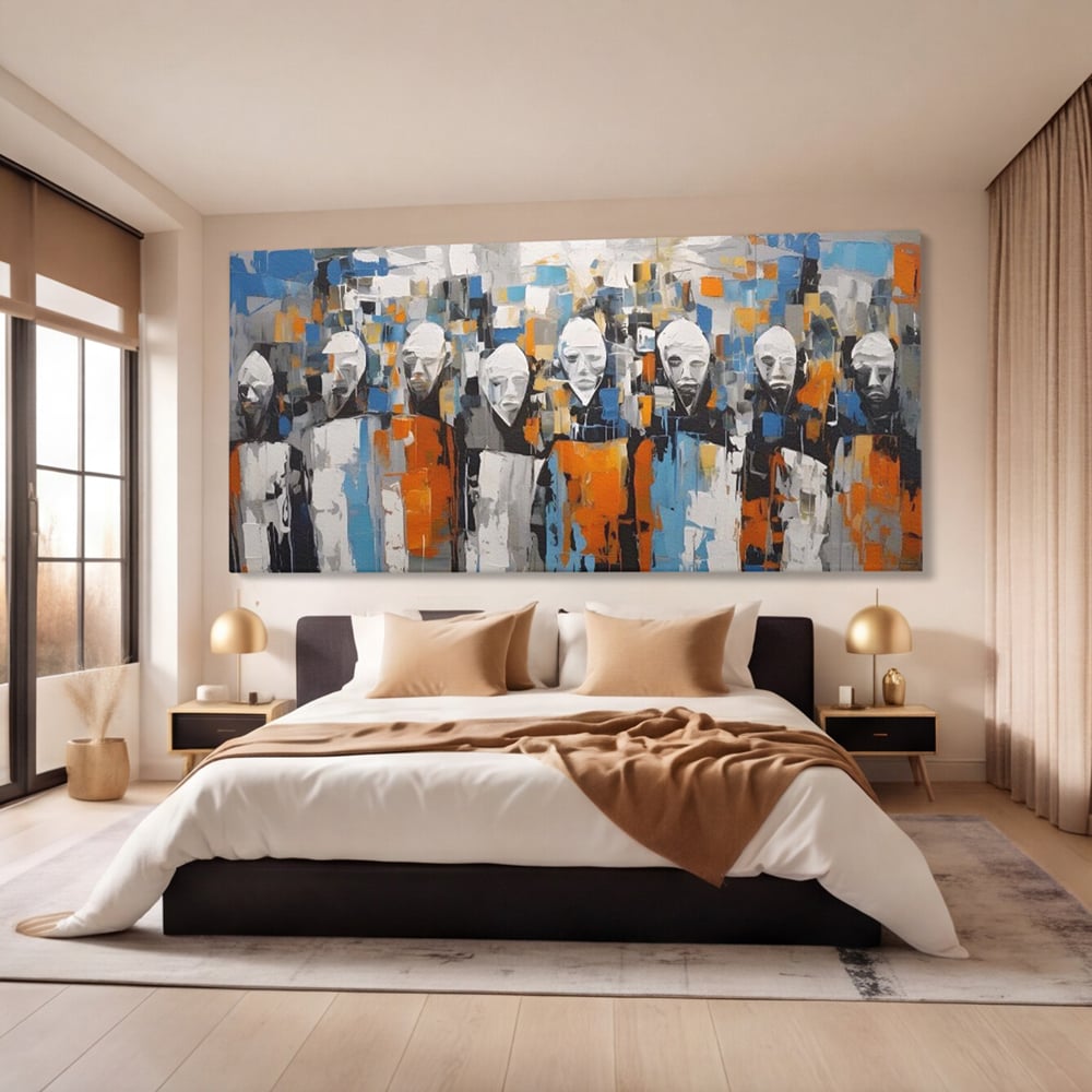 Tablou Canvas Premium LuxCanva® A1380, Chipuri Multiple , Dormitor, Masti, Oameni, Arta Moderna, Abstract, Living, Culori Vibrante