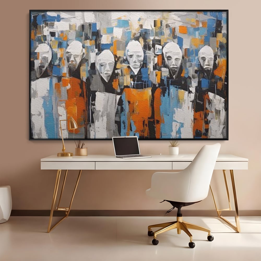 Tablou Canvas Premium LuxCanva® A1380, Chipuri Multiple , Dormitor, Masti, Oameni, Arta Moderna, Abstract, Living, Culori Vibrante
