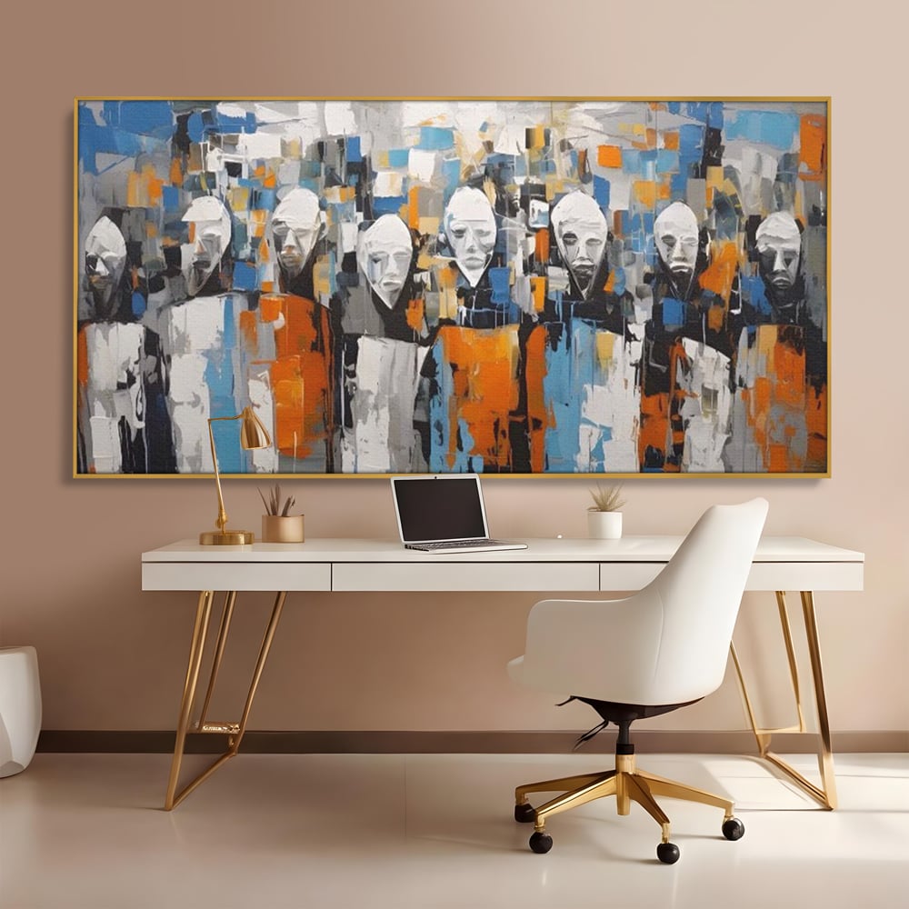 Tablou Canvas Premium LuxCanva® A1380, Chipuri Multiple , Dormitor, Masti, Oameni, Arta Moderna, Abstract, Living, Culori Vibrante