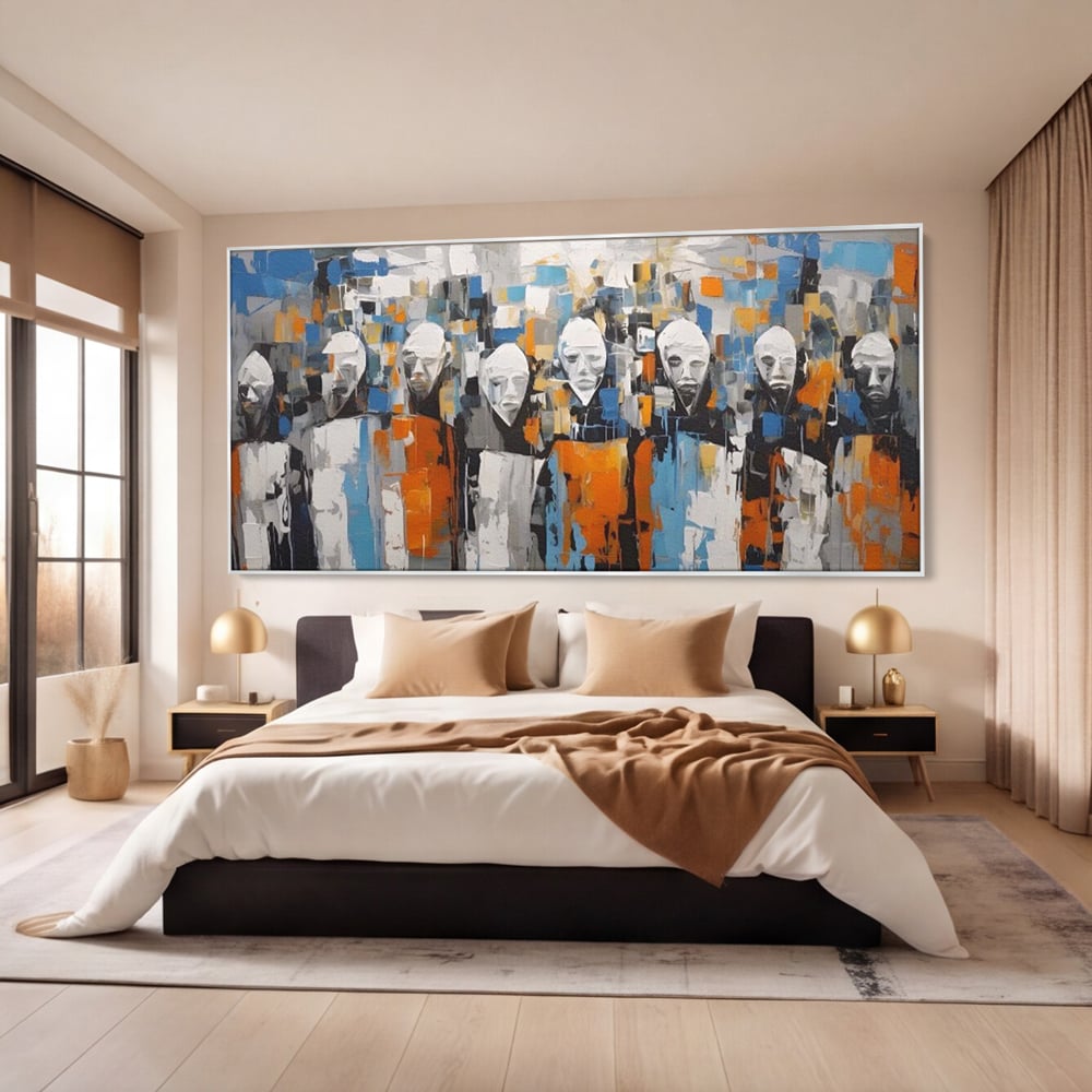 Tablou Canvas Premium LuxCanva® A1380, Chipuri Multiple , Dormitor, Masti, Oameni, Arta Moderna, Abstract, Living, Culori Vibrante