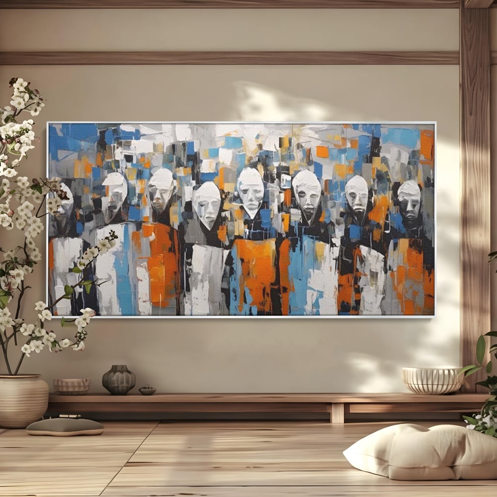 Tablou Canvas Premium LuxCanva® A1380, Chipuri Multiple , Dormitor, Masti, Oameni, Arta Moderna, Abstract, Living, Culori Vibrante