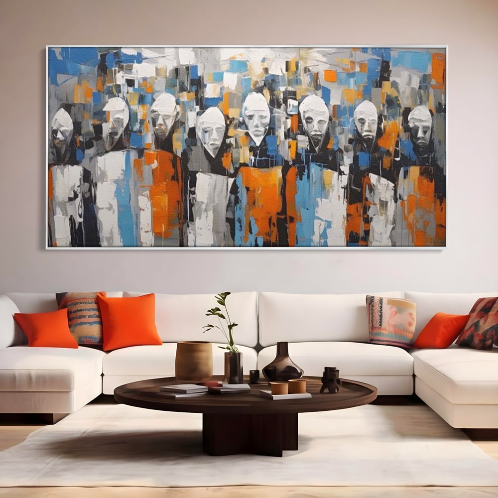 Tablou Canvas Premium LuxCanva® A1380, Chipuri Multiple , Dormitor, Masti, Oameni, Arta Moderna, Abstract, Living, Culori Vibrante