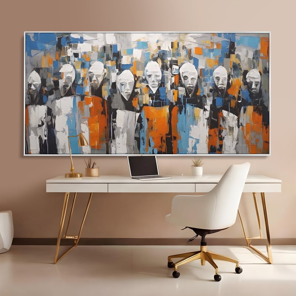 Tablou Canvas Premium LuxCanva® A1380, Chipuri Multiple , Dormitor, Masti, Oameni, Arta Moderna, Abstract, Living, Culori Vibrante
