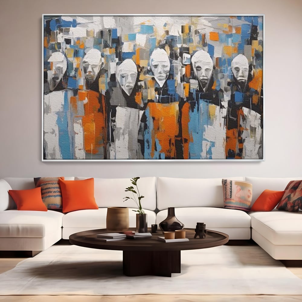 Tablou Canvas Premium LuxCanva® A1380, Chipuri Multiple , Dormitor, Masti, Oameni, Arta Moderna, Abstract, Living, Culori Vibrante