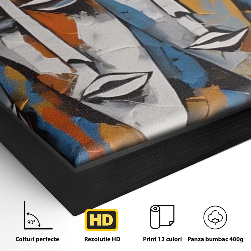 Tablou Canvas Premium LuxCanva® A1381, Masti , Galerie De Arta, Oameni, Arta Moderna, Abstract, Living, Culori Vibrante