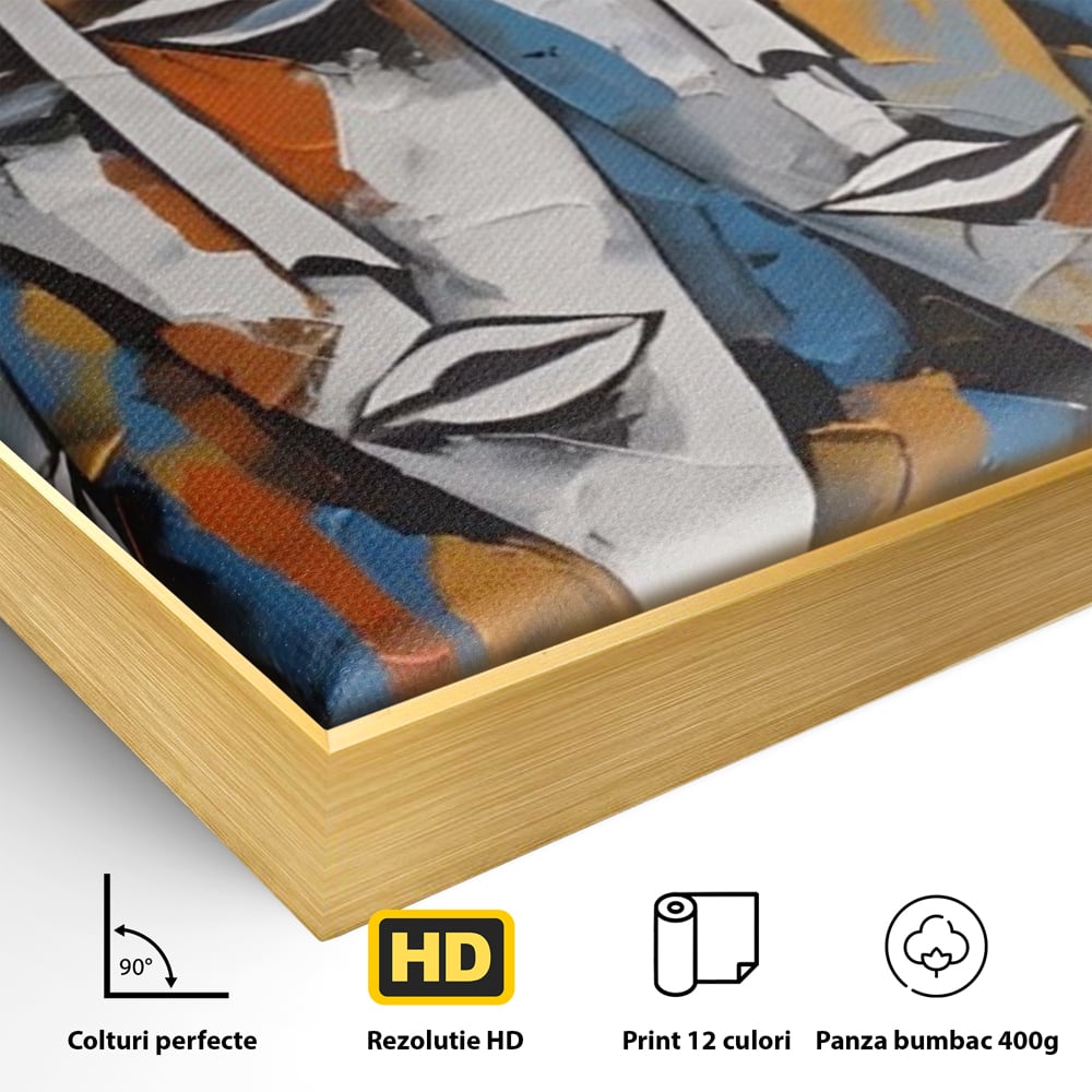 Tablou Canvas Premium LuxCanva® A1381, Masti , Galerie De Arta, Oameni, Arta Moderna, Abstract, Living, Culori Vibrante