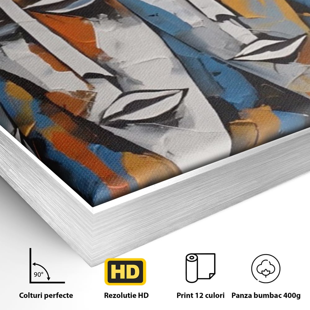 Tablou Canvas Premium LuxCanva® A1381, Masti , Galerie De Arta, Oameni, Arta Moderna, Abstract, Living, Culori Vibrante
