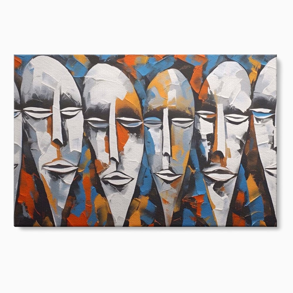 Tablou Canvas Premium LuxCanva® A1381, Masti , Galerie De Arta, Oameni, Arta Moderna, Abstract, Living, Culori Vibrante