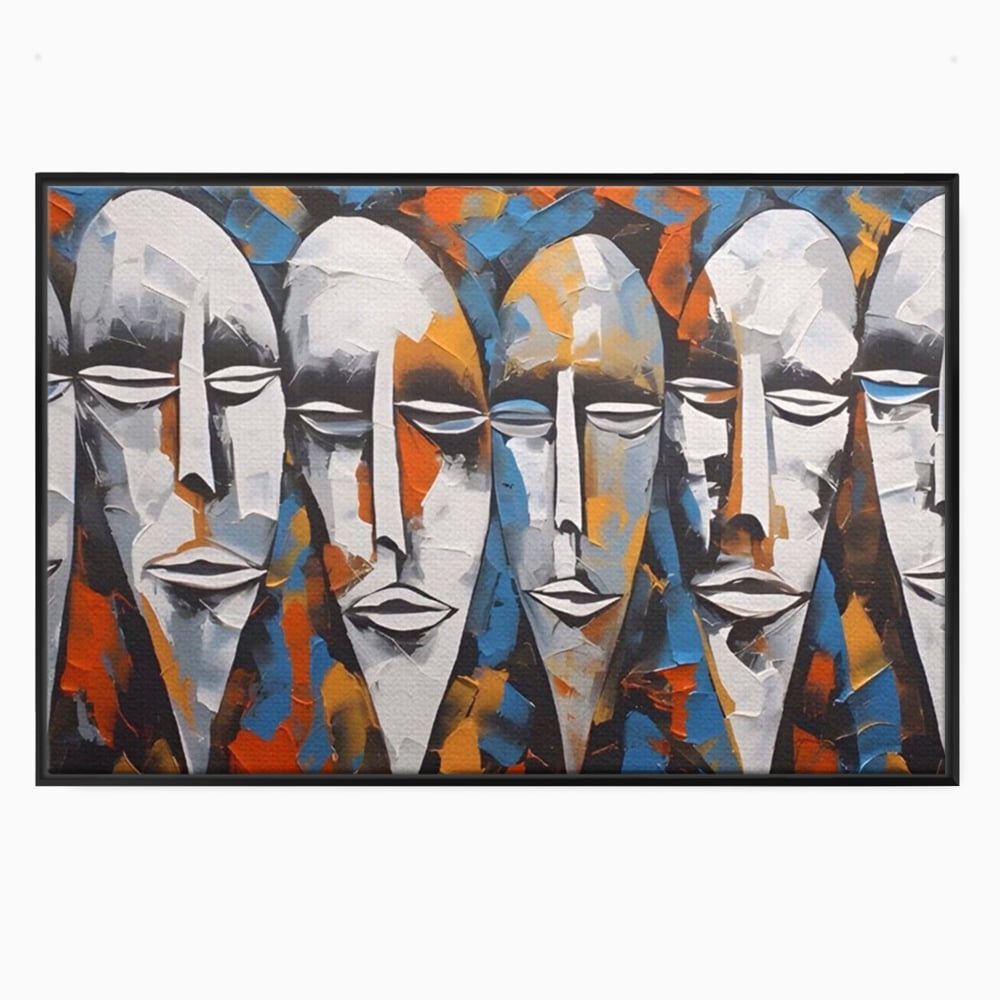 Tablou Canvas Premium LuxCanva® A1381, Masti , Galerie De Arta, Oameni, Arta Moderna, Abstract, Living, Culori Vibrante