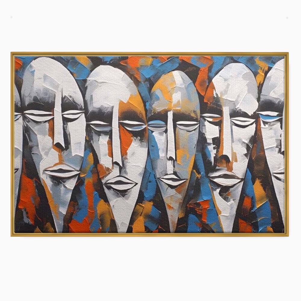 Tablou Canvas Premium LuxCanva® A1381, Masti , Galerie De Arta, Oameni, Arta Moderna, Abstract, Living, Culori Vibrante