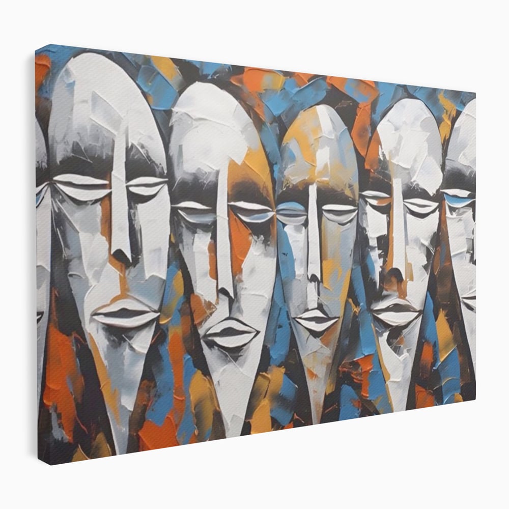 Tablou Canvas Premium LuxCanva® A1381, Masti , Galerie De Arta, Oameni, Arta Moderna, Abstract, Living, Culori Vibrante