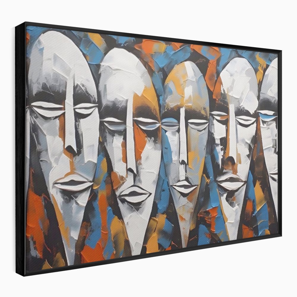 Tablou Canvas Premium LuxCanva® A1381, Masti , Galerie De Arta, Oameni, Arta Moderna, Abstract, Living, Culori Vibrante