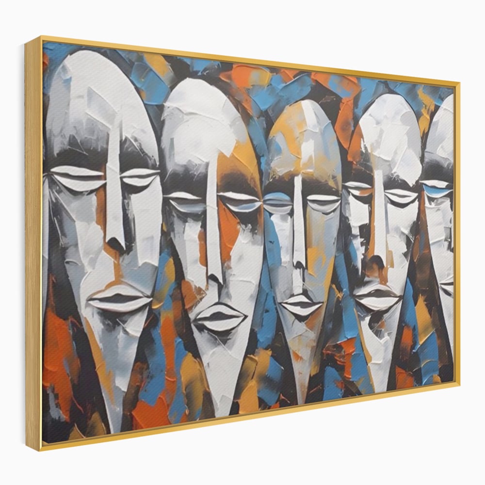 Tablou Canvas Premium LuxCanva® A1381, Masti , Galerie De Arta, Oameni, Arta Moderna, Abstract, Living, Culori Vibrante