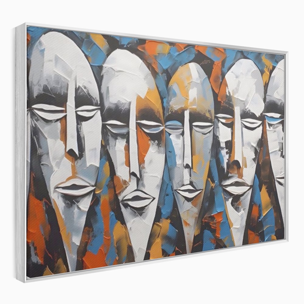 Tablou Canvas Premium LuxCanva® A1381, Masti , Galerie De Arta, Oameni, Arta Moderna, Abstract, Living, Culori Vibrante