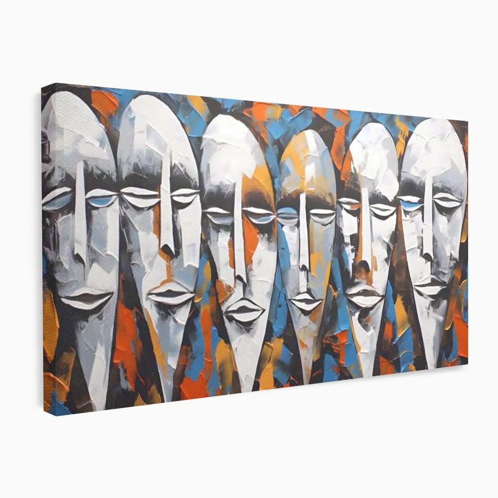 Tablou Canvas Premium LuxCanva® A1381, Masti , Galerie De Arta, Oameni, Arta Moderna, Abstract, Living, Culori Vibrante