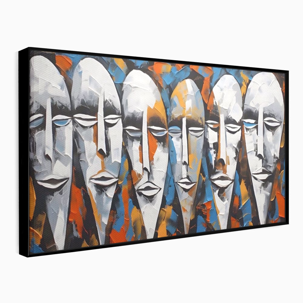 Tablou Canvas Premium LuxCanva® A1381, Masti , Galerie De Arta, Oameni, Arta Moderna, Abstract, Living, Culori Vibrante