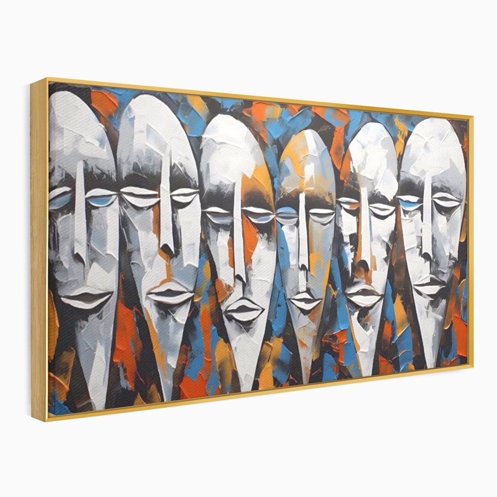 Tablou Canvas Premium LuxCanva® A1381, Masti , Galerie De Arta, Oameni, Arta Moderna, Abstract, Living, Culori Vibrante