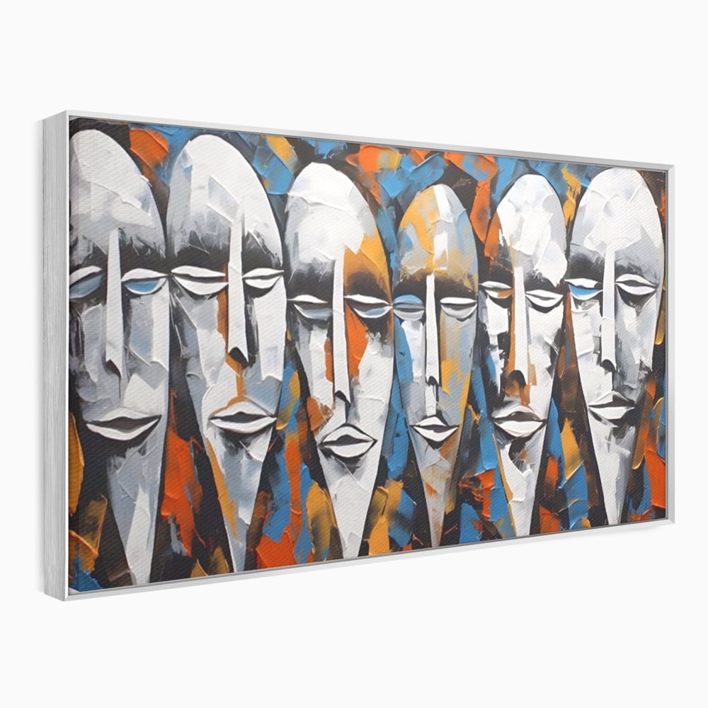Tablou Canvas Premium LuxCanva® A1381, Masti , Galerie De Arta, Oameni, Arta Moderna, Abstract, Living, Culori Vibrante