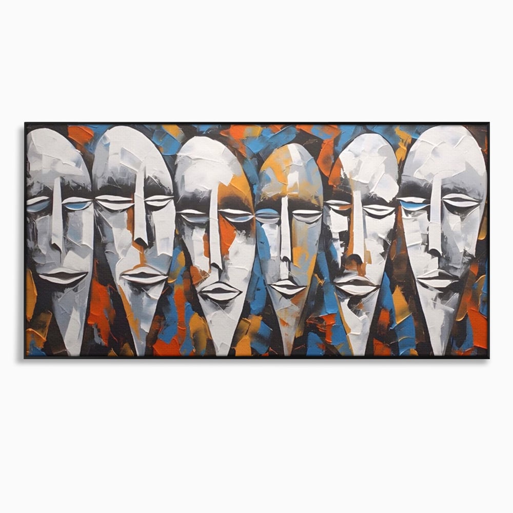 Tablou Canvas Premium LuxCanva® A1381, Masti , Galerie De Arta, Oameni, Arta Moderna, Abstract, Living, Culori Vibrante