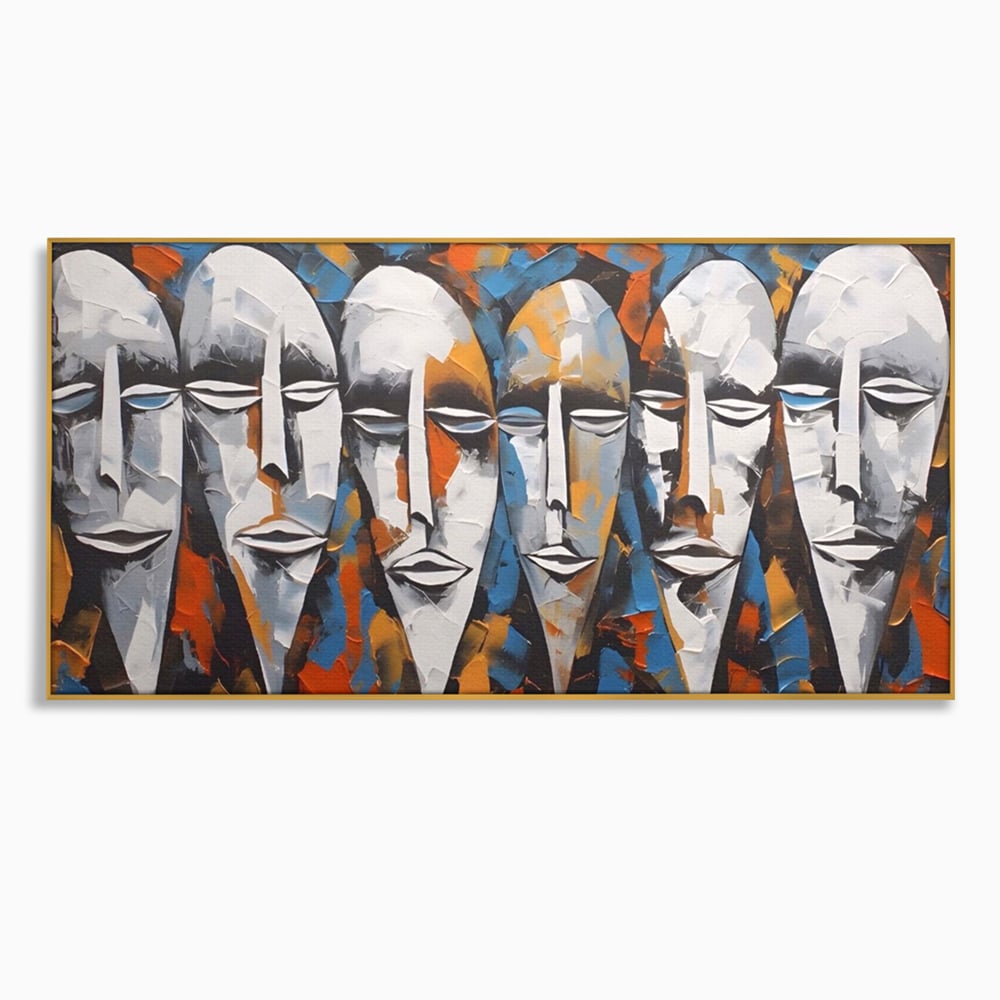 Tablou Canvas Premium LuxCanva® A1381, Masti , Galerie De Arta, Oameni, Arta Moderna, Abstract, Living, Culori Vibrante