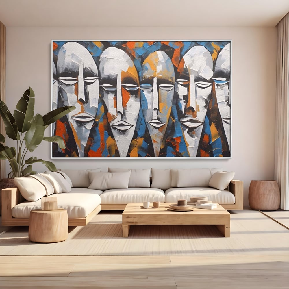 Tablou Canvas Premium LuxCanva® A1381, Masti , Galerie De Arta, Oameni, Arta Moderna, Abstract, Living, Culori Vibrante