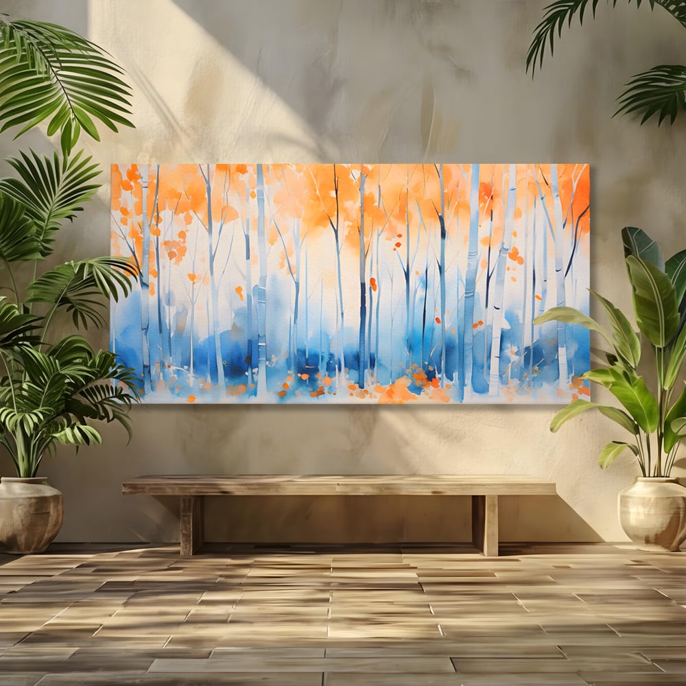 Tablou Canvas Premium LuxCanva® A1382, In Culorile Toamnei , Living, Padure, Natura, Copaci, Dormitor, Culori Vibrante