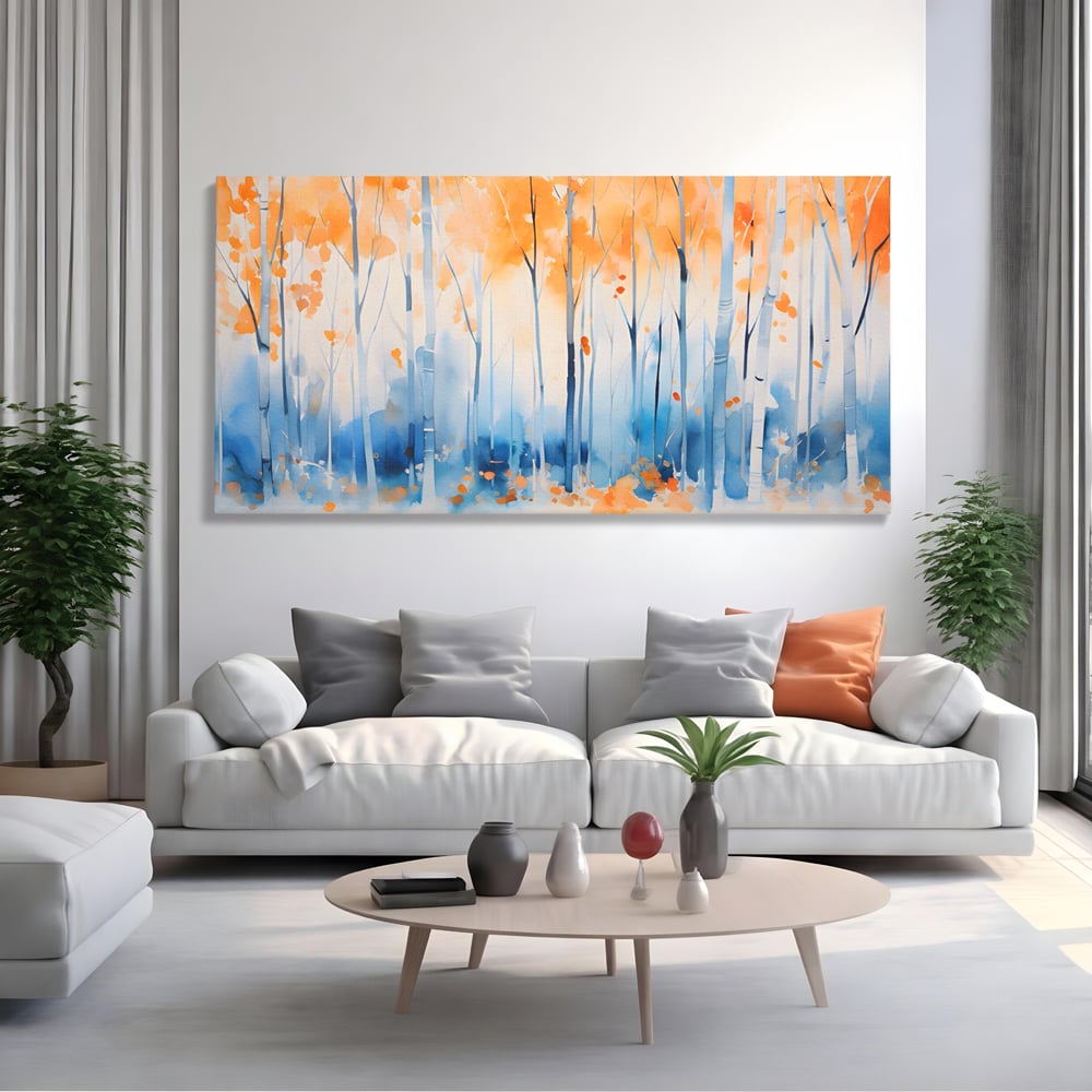 Tablou Canvas Premium LuxCanva® A1382, In Culorile Toamnei , Living, Padure, Natura, Copaci, Dormitor, Culori Vibrante