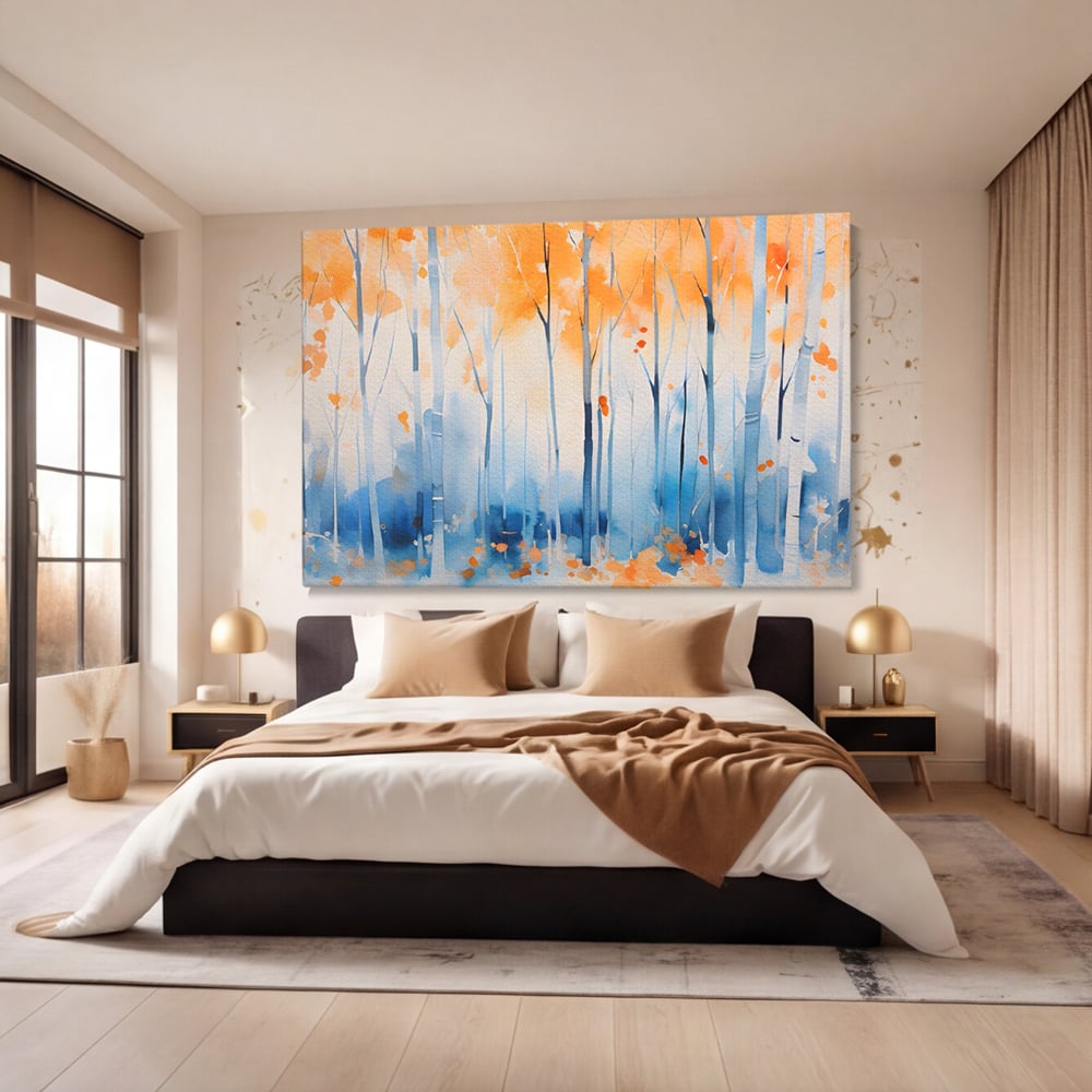 Tablou Canvas Premium LuxCanva® A1382, In Culorile Toamnei , Living, Padure, Natura, Copaci, Dormitor, Culori Vibrante