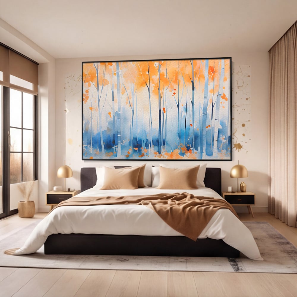 Tablou Canvas Premium LuxCanva® A1382, In Culorile Toamnei , Living, Padure, Natura, Copaci, Dormitor, Culori Vibrante