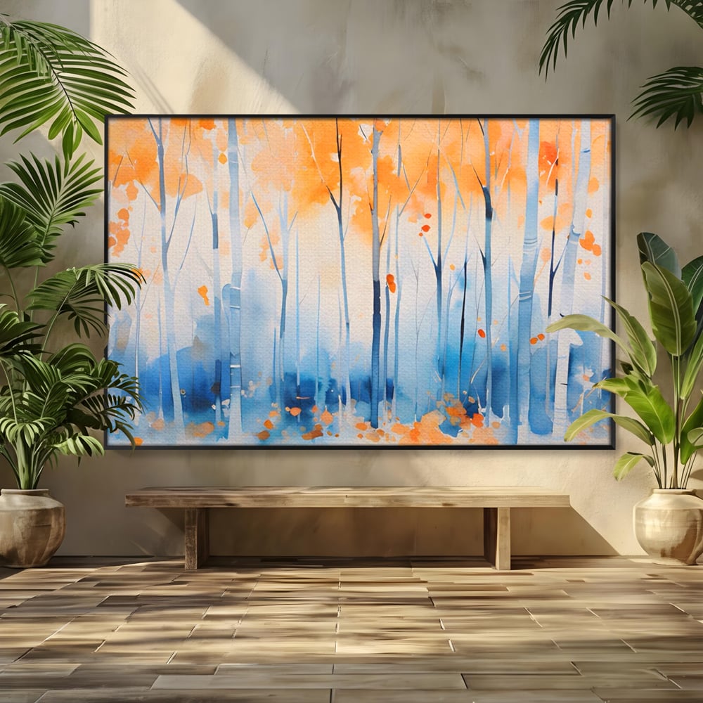 Tablou Canvas Premium LuxCanva® A1382, In Culorile Toamnei , Living, Padure, Natura, Copaci, Dormitor, Culori Vibrante