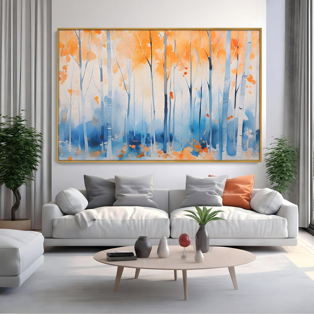 Tablou Canvas Premium LuxCanva® A1382, In Culorile Toamnei , Living, Padure, Natura, Copaci, Dormitor, Culori Vibrante
